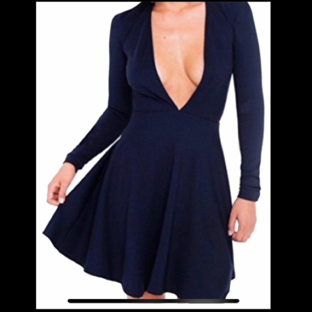 Deep v fit and flare dress